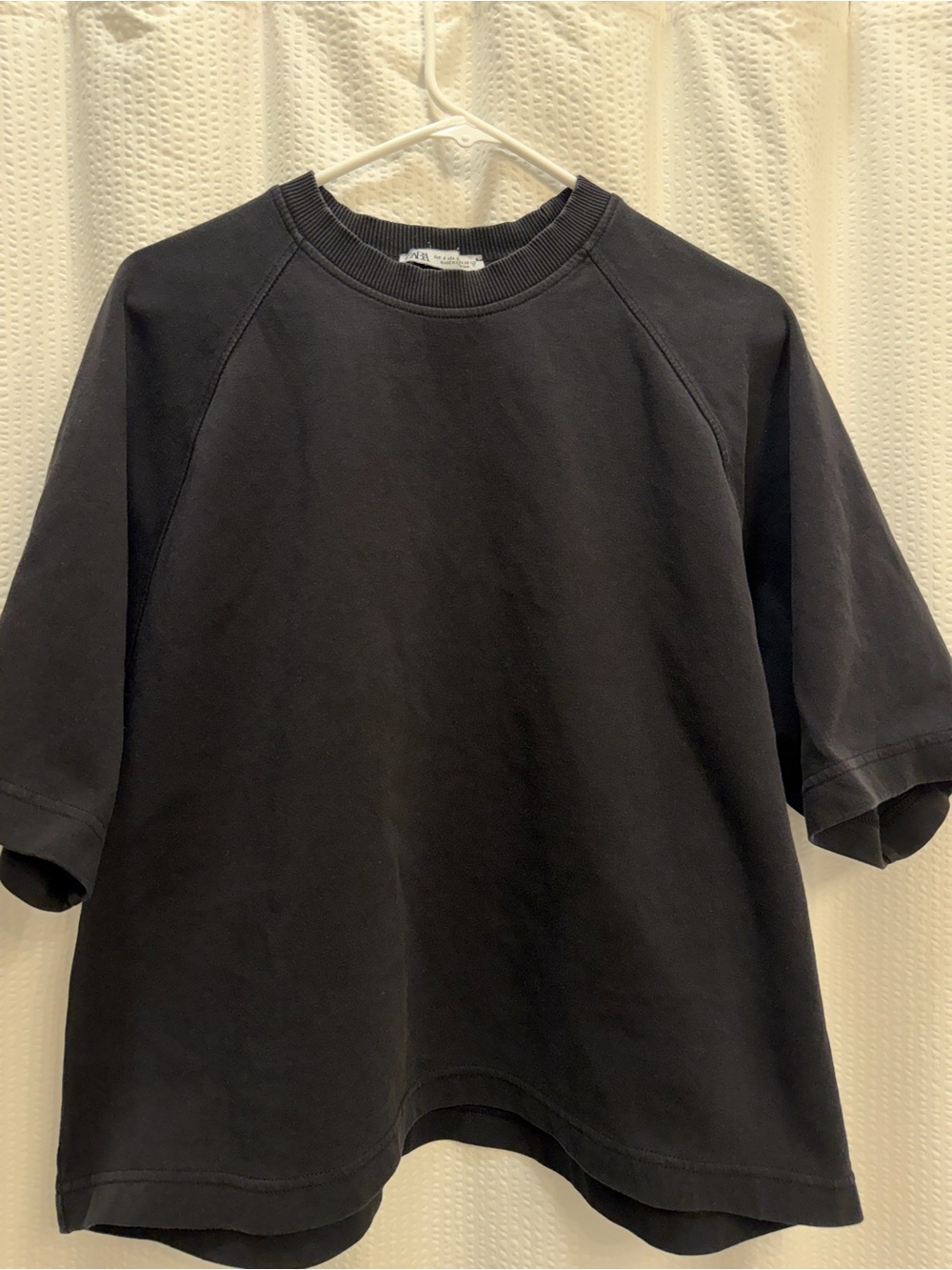 Zara Black Short-Sleeve Crewneck Sweatshirt and Sweatpant Set - Boxy Fit